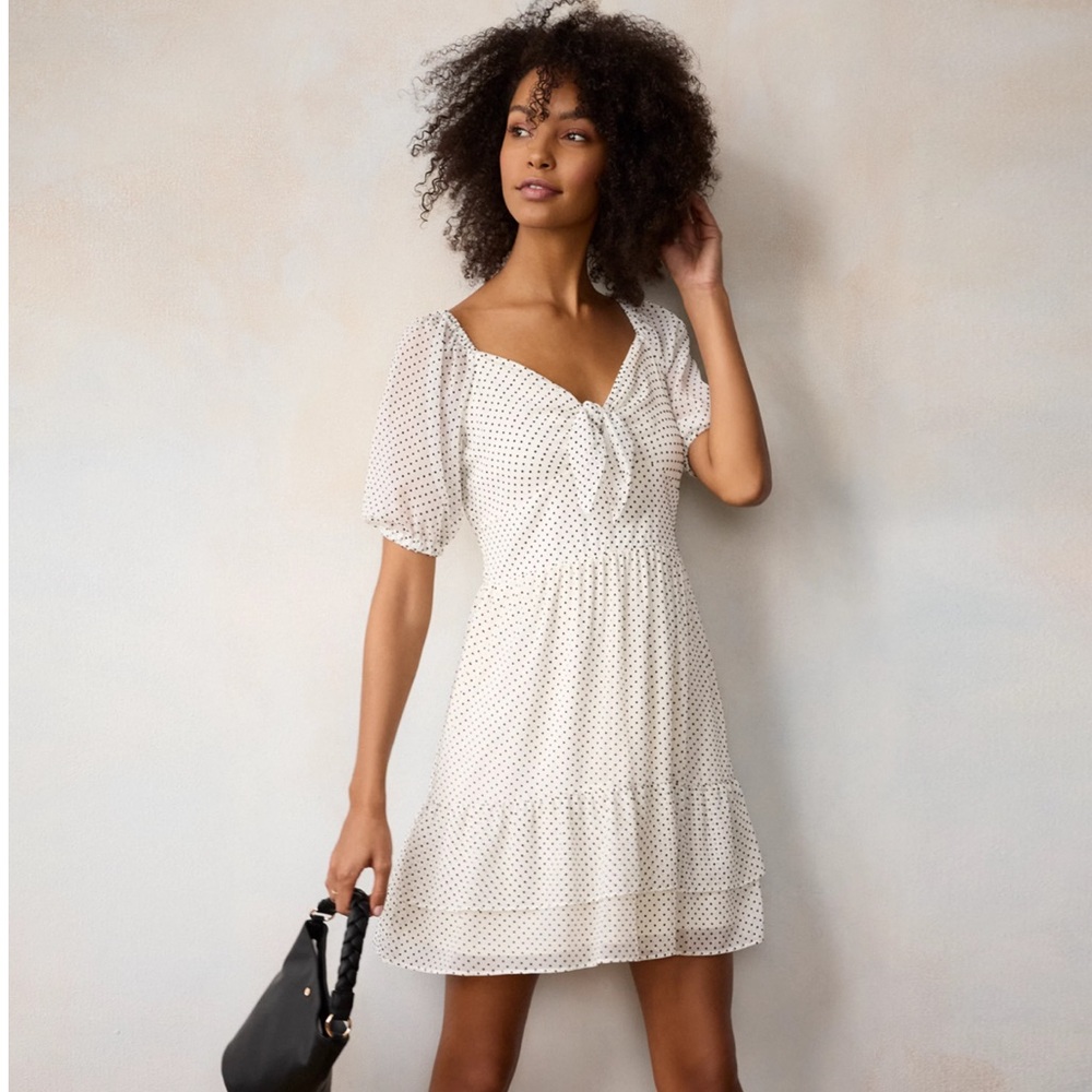 LC Lauren Conrad Knot-Front Dot Mini Dress Size XXL